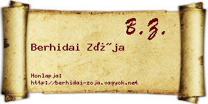Berhidai Zója névjegykártya